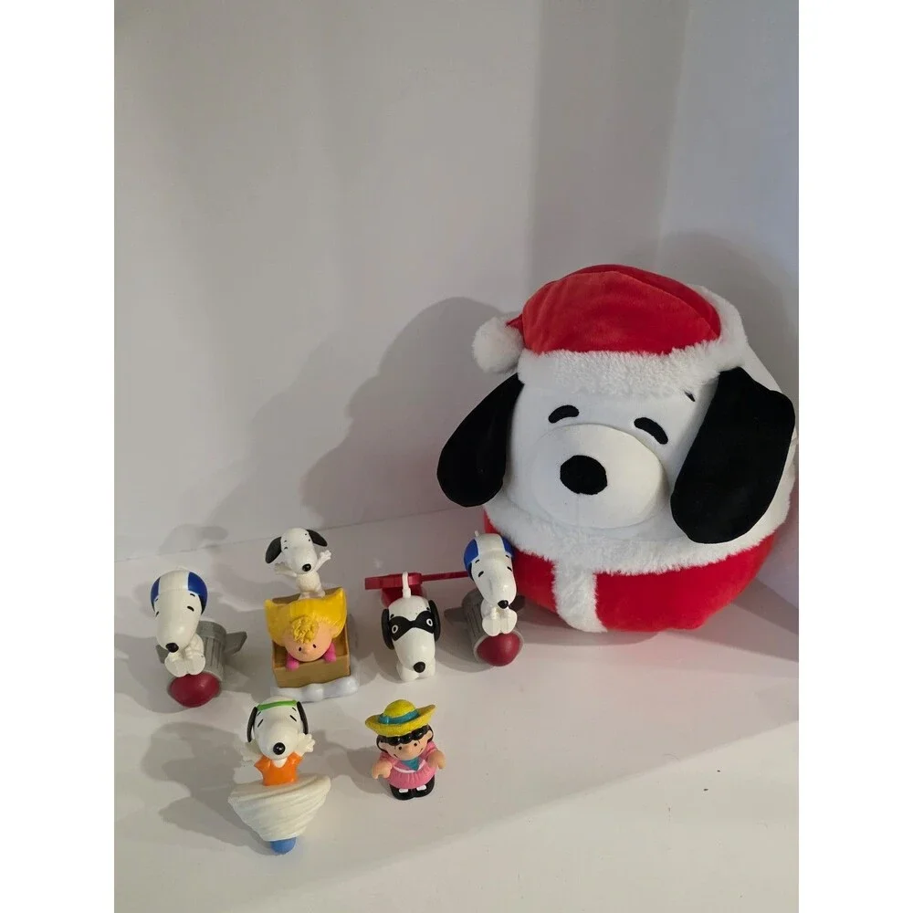 Peanuts Snoopy Squishmallow Christmas Plush & Small Toy Lot